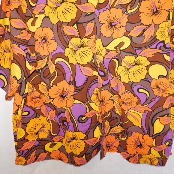 VTG alohaland hallelujah hawaiian shirts Mens 6XT hybiscus Flowers Orange yellow - Picture 3 of 10